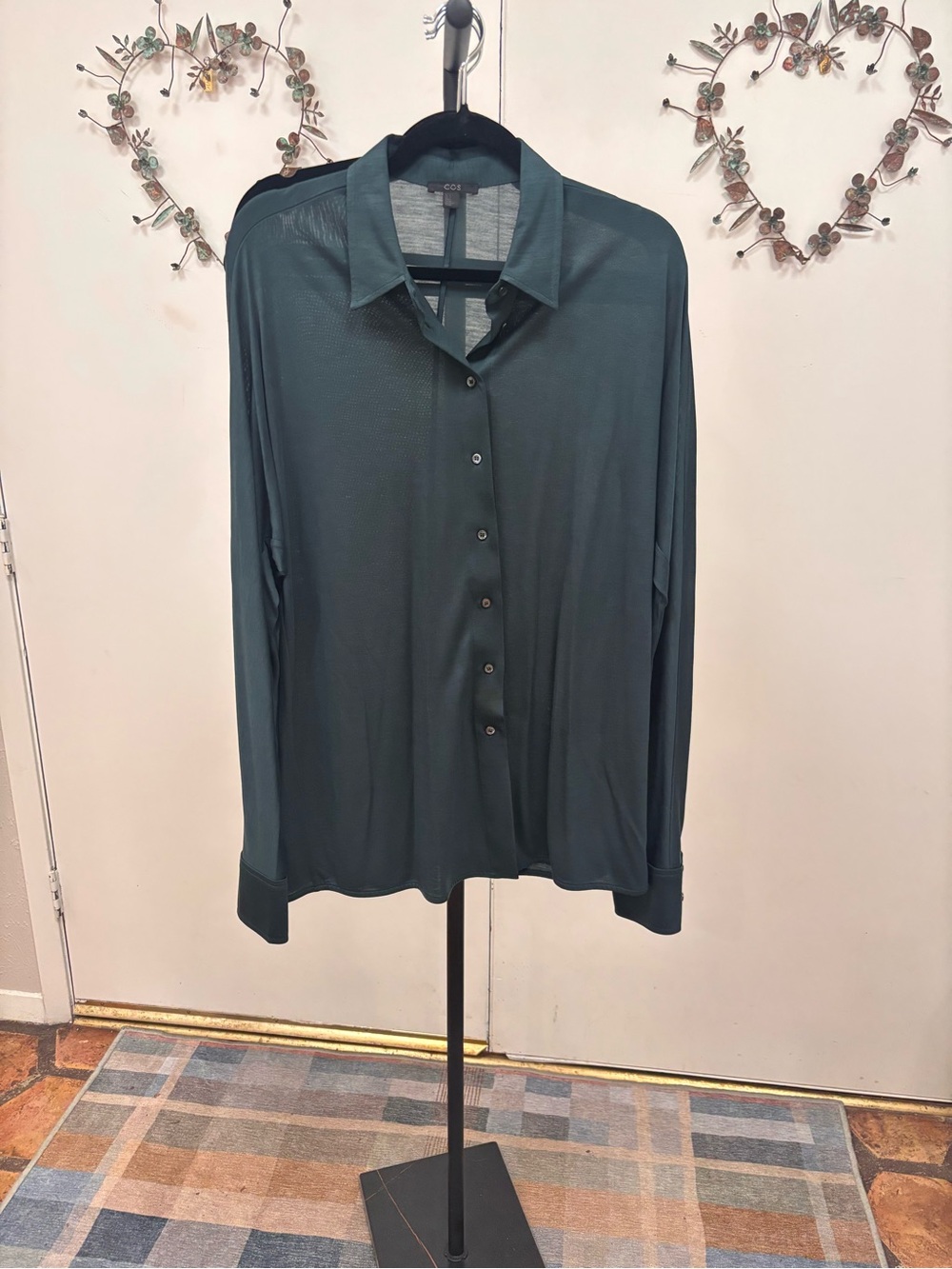 COS Teal Lyocell Button-Up Shirt